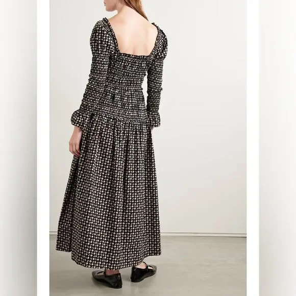 Doen NWT Bellamy shirred printed organic cotton-poplin maxi dress - Picture 4 of 5